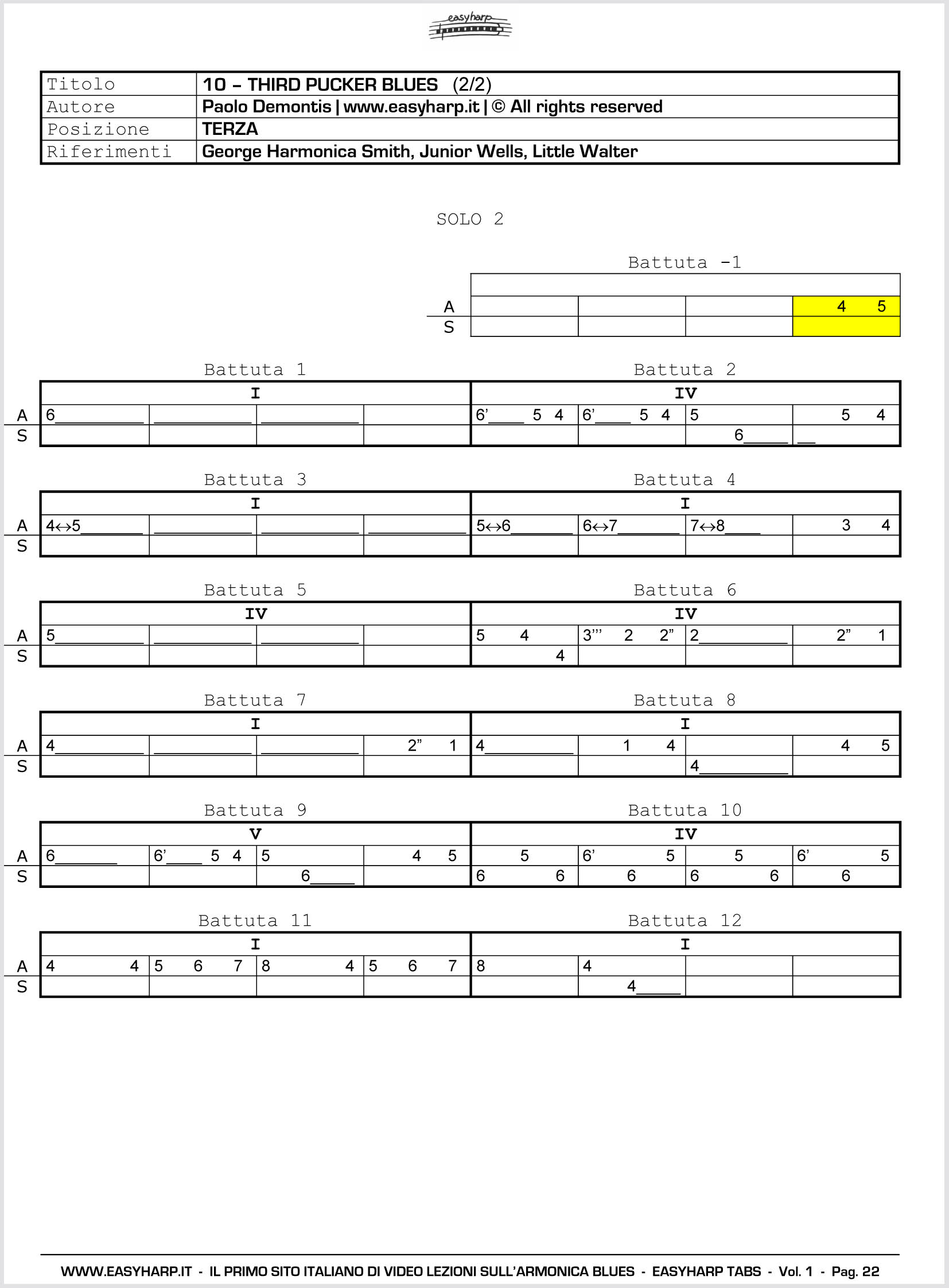 THIRD PUCKER BLUES (EASYHARP TABS) 2